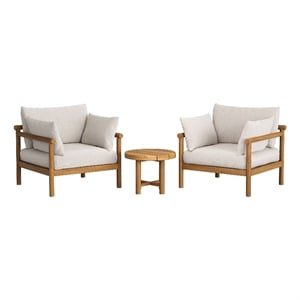 Eleni 3-Piece Outdoor Teak Wood Furniture Set in Natural Sail