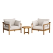 Eleni 3-Piece Outdoor Teak Wood Furniture Set in Natural Sail