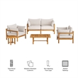 Eleni 5-Piece Outdoor Teak Wood Furniture Set in Natural Sail