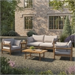 Eleni 5-Piece Outdoor Teak Wood Furniture Set in Natural Sail