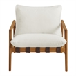 Nomi Outdoor Teak Wood Sling Chair in Natural White