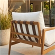 Nomi Outdoor Teak Wood Sling Chair in Natural White