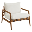 Nomi Outdoor Teak Wood Sling Chair in Natural White