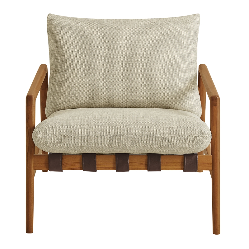 Nomi Outdoor Teak Wood Sling Chair in Natural Sand