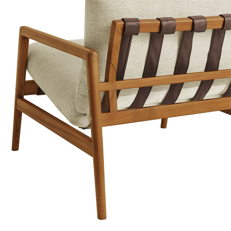 Nomi Outdoor Teak Wood Sling Chair in Natural Sand