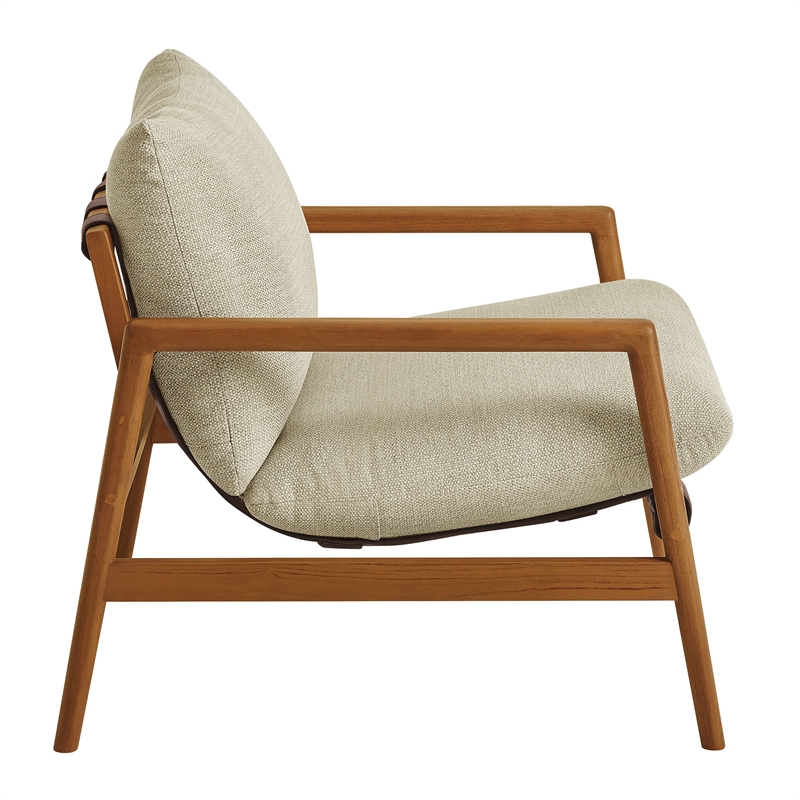 Nomi Outdoor Teak Wood Sling Chair in Natural Sand