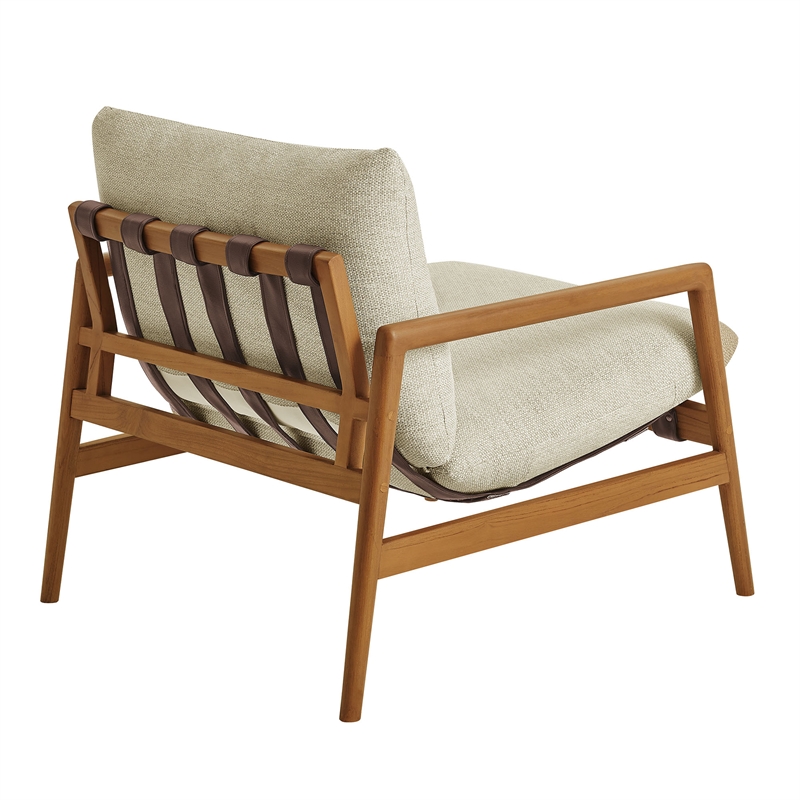 Nomi Outdoor Teak Wood Sling Chair in Natural Sand