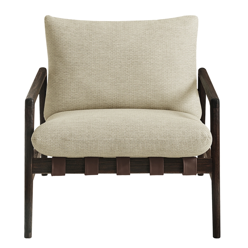 Nomi Outdoor Teak Wood Sling Chair in Dark Brown Sand