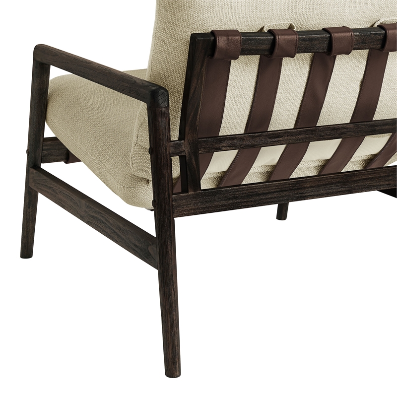 Nomi Outdoor Teak Wood Sling Chair in Dark Brown Sand