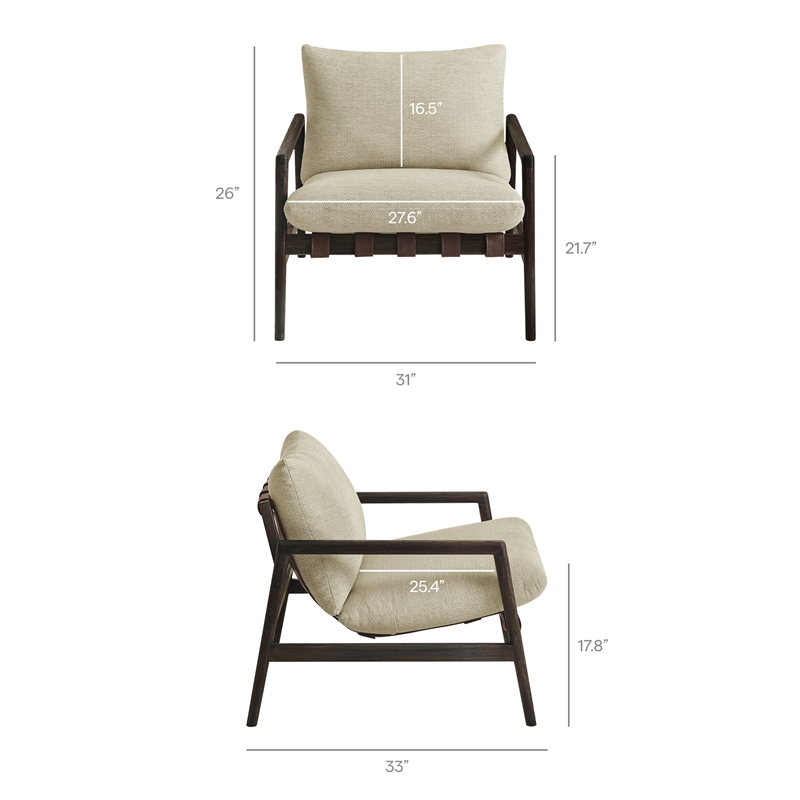 Nomi Outdoor Teak Wood Sling Chair in Dark Brown Sand
