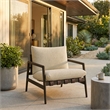 Nomi Outdoor Teak Wood Sling Chair in Dark Brown Sand