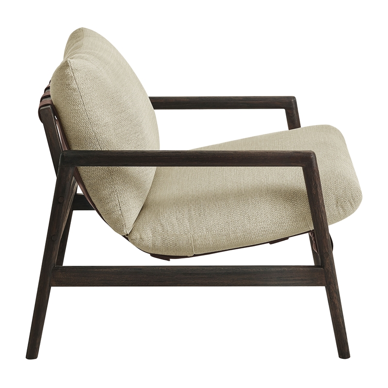 Nomi Outdoor Teak Wood Sling Chair in Dark Brown Sand