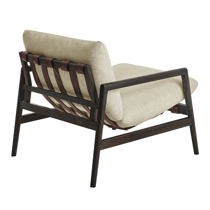 Nomi Outdoor Teak Wood Sling Chair in Dark Brown Sand