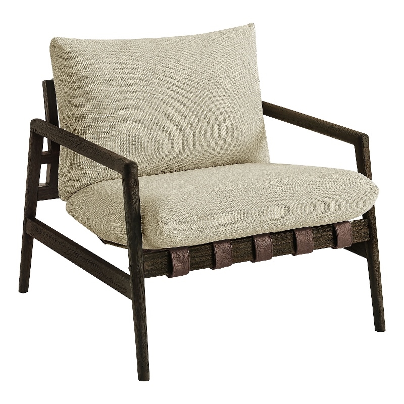 Nomi Outdoor Teak Wood Sling Chair in Dark Brown Sand