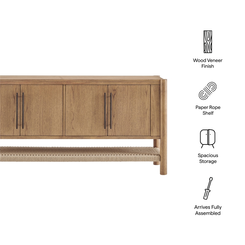 Taschen 4-Door Wood Sideboard Cabinet in Weathered Oak Natural