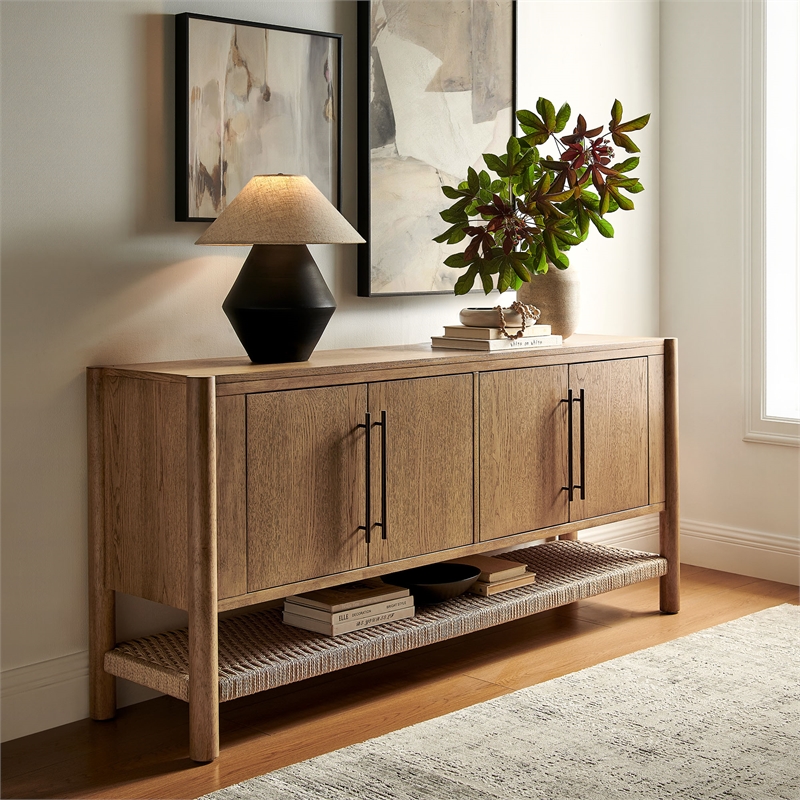 Taschen 4-Door Wood Sideboard Cabinet in Weathered Oak Natural