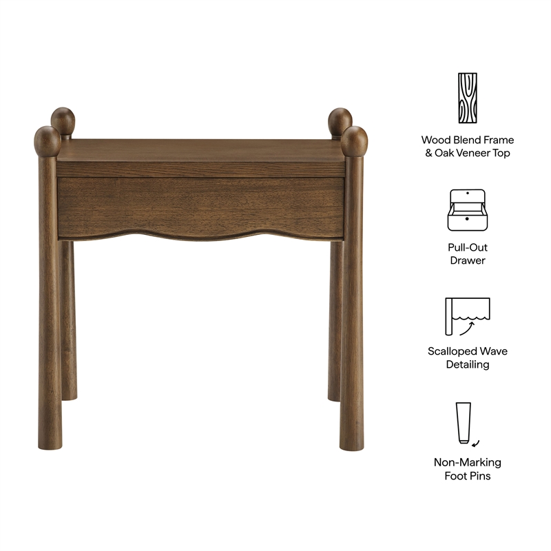 Darcy Wood Nightstand or Side Table in Walnut