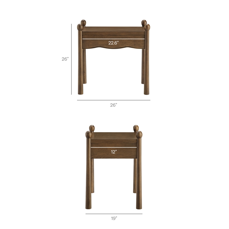 Darcy Wood Nightstand or Side Table in Walnut
