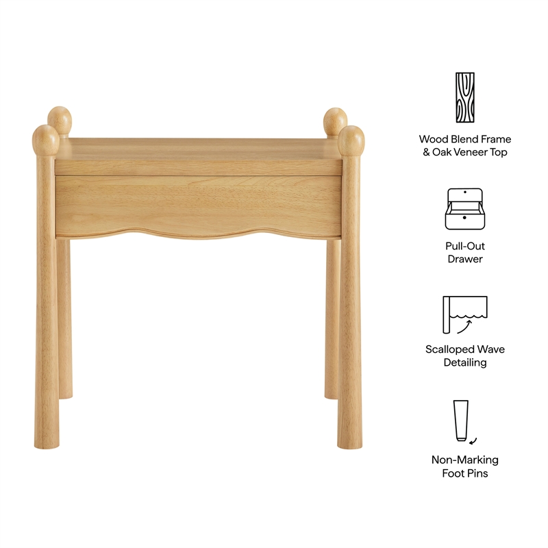 Darcy Wood Nightstand or Side Table in Oak