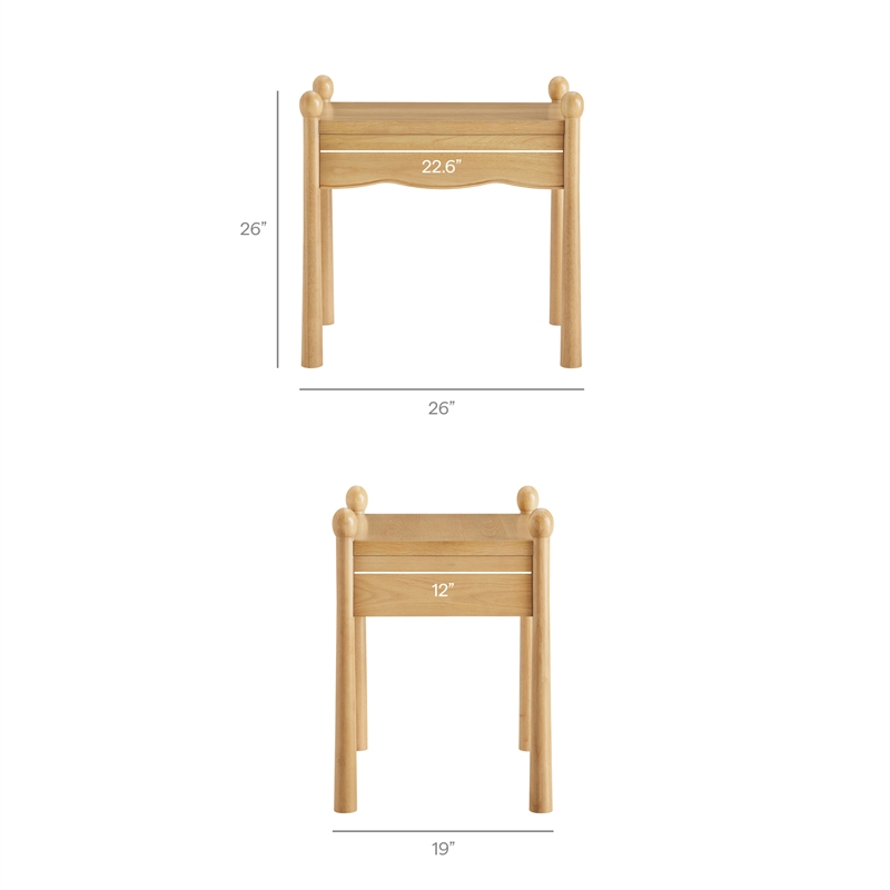 Darcy Wood Nightstand or Side Table in Oak