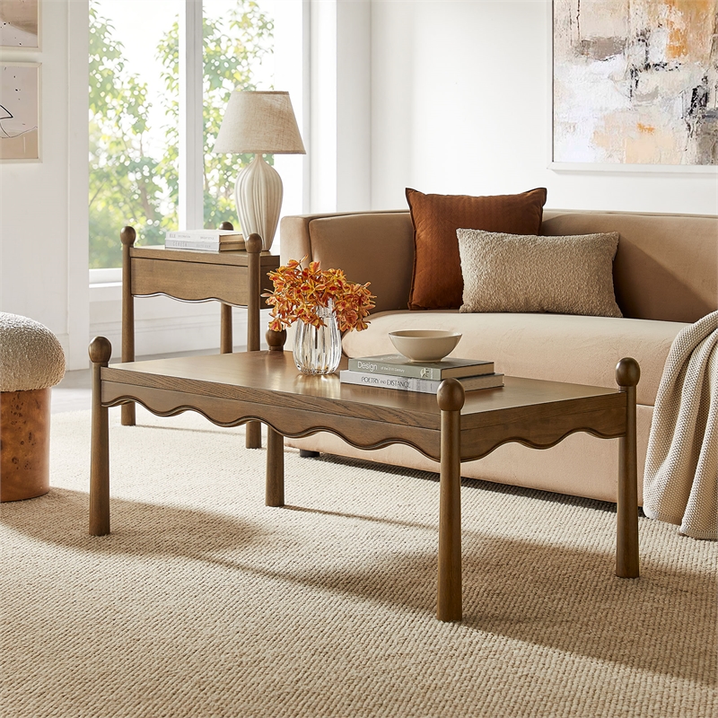 Darcy 46 Inch Wood Coffee Table in Walnut