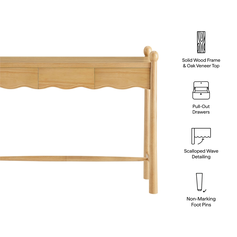 Darcy 44 Inch Wood Console Table in Oak
