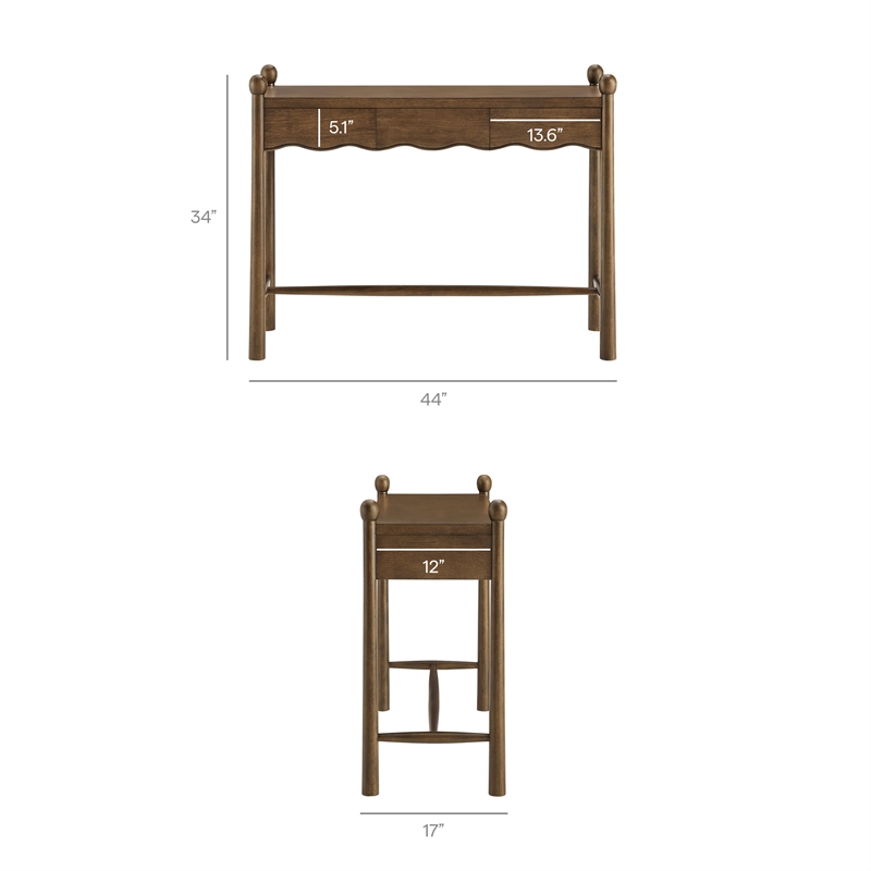 Darcy 44 Inch Wood Console Table in Walnut