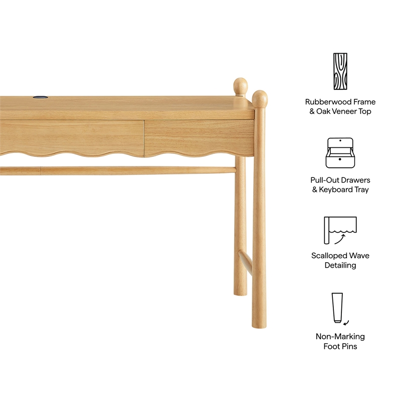 Darcy 62 Inch Wood Computer Desk in Oak