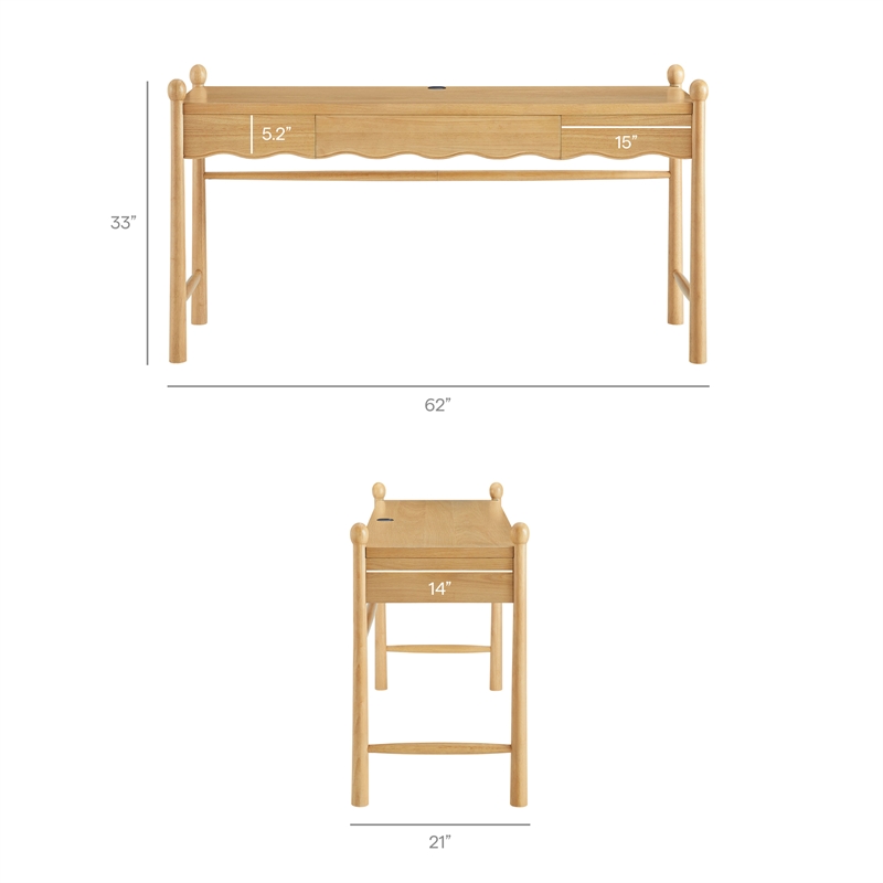 Darcy 62 Inch Wood Computer Desk in Oak