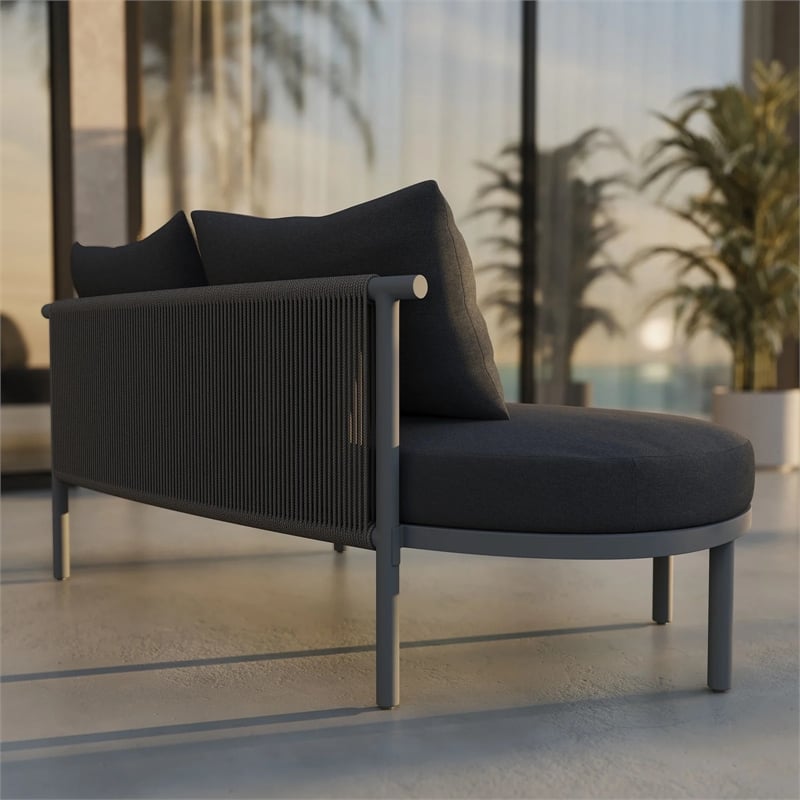 Modway Porta Left-Arm Facing Outdoor Aluminum Modular Piece in Charcoal Anthracite