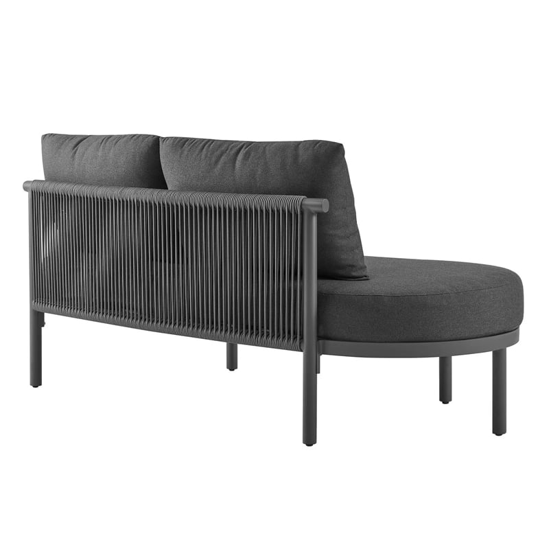 Modway Porta Left-Arm Facing Outdoor Aluminum Modular Piece in Charcoal Anthracite