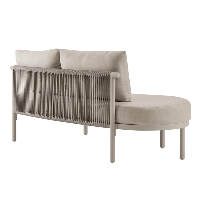 Modway Porta Left-Arm Facing Outdoor Aluminum Modular Piece in Khaki Stone