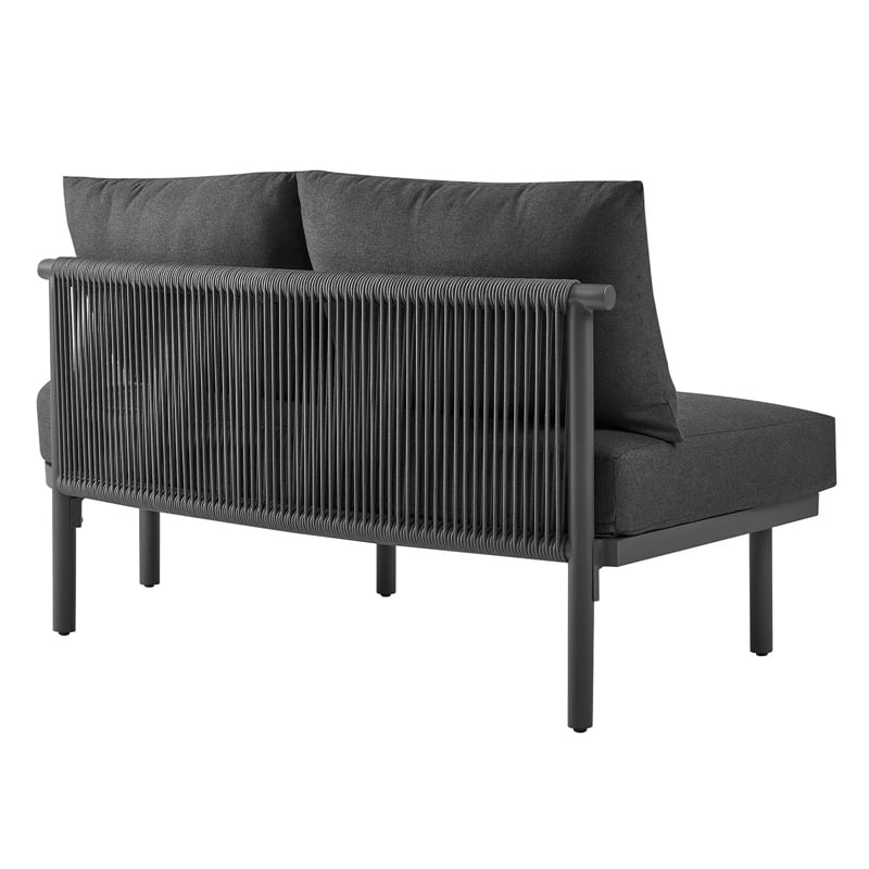 Modway Porta Right-Arm Facing Outdoor Aluminum Modular Piece in Charcoal Anthracite