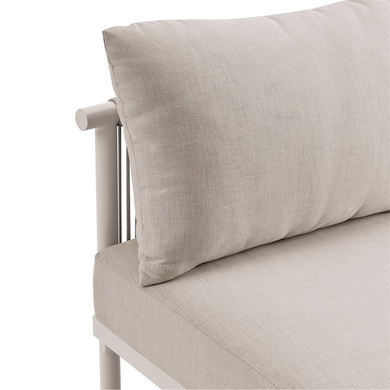 Modway Porta Right-Arm Facing Outdoor Aluminum Modular Piece in Khaki Stone