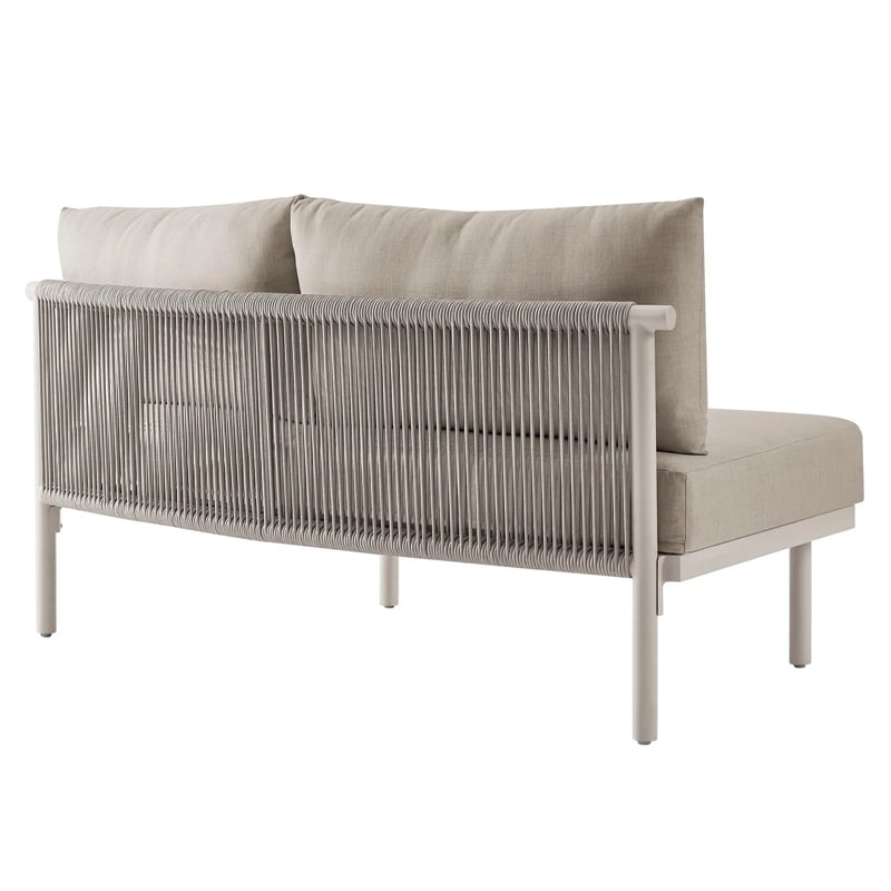 Modway Porta Armless Outdoor Aluminum Modular Piece in Khaki Stone