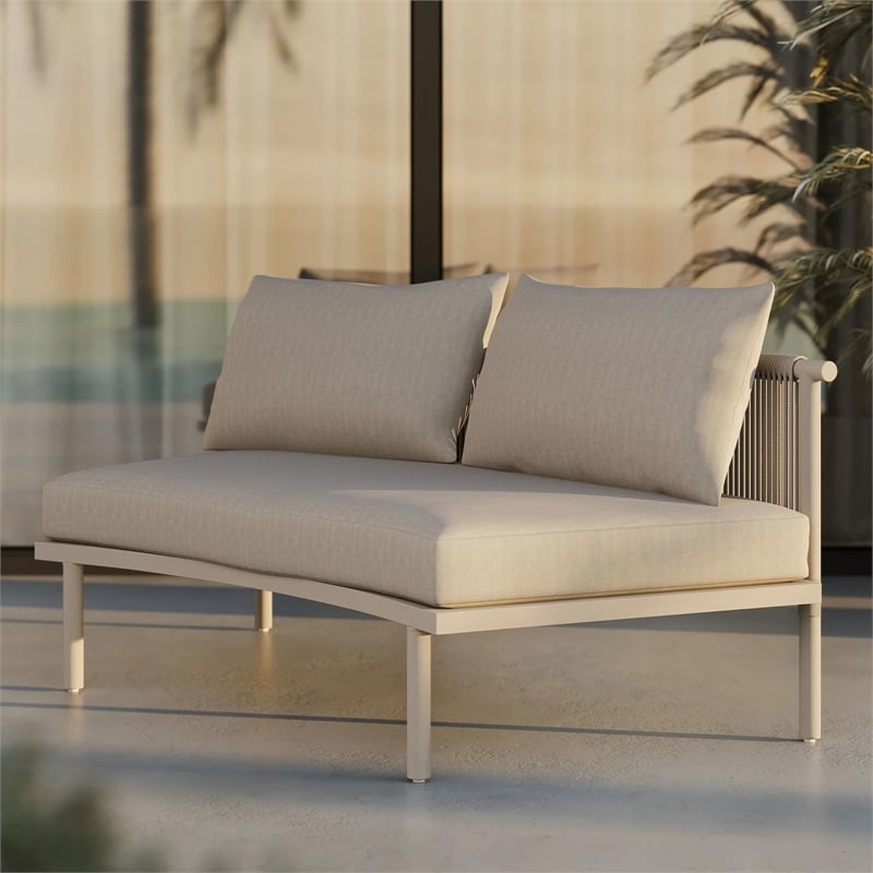 Modway Porta Armless Outdoor Aluminum Modular Piece in Khaki Stone
