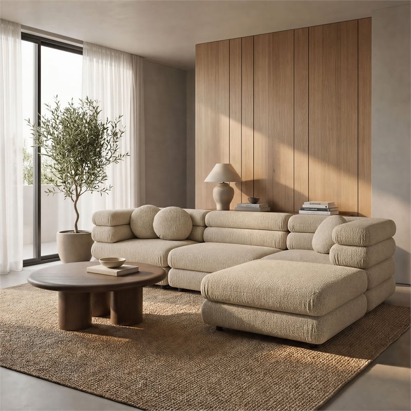 Jubilee 4-Piece Upholstered Modular Sofa Set in Linen