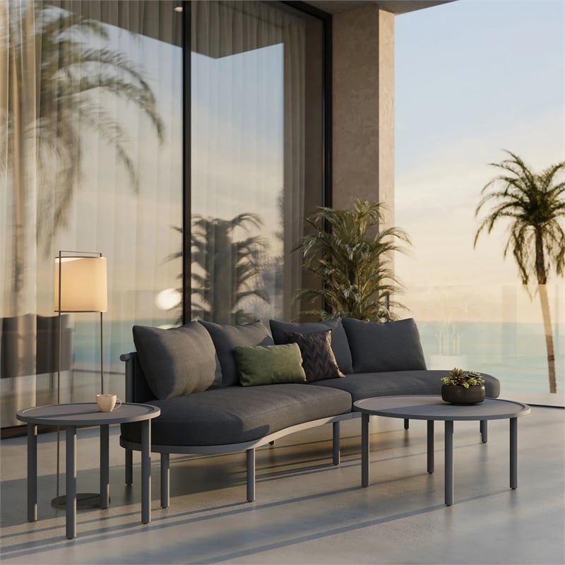Modway Porta 4 Piece Outdoor Aluminum Modular Sofa Set in Charcoal Anthracite