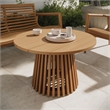 Lane 31 Inch Round Outdoor Teak Wood Coffee Table in Natural