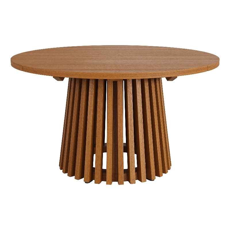 Lane 31 Inch Round Outdoor Teak Wood Coffee Table in Natural