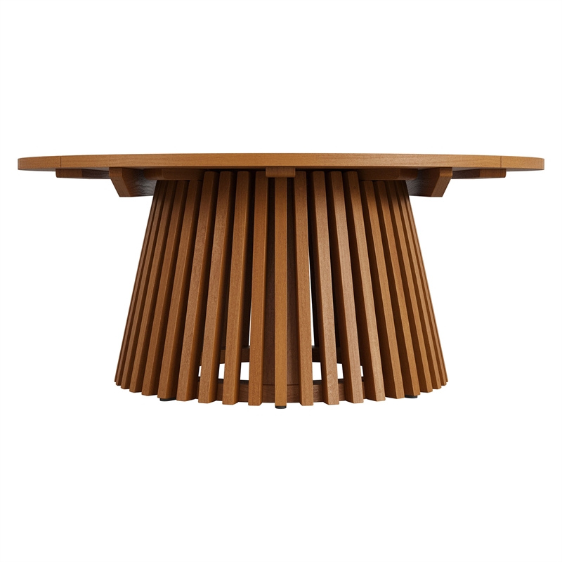 Lane 39 Inch Round Outdoor Teak Wood Coffee Table in Natural
