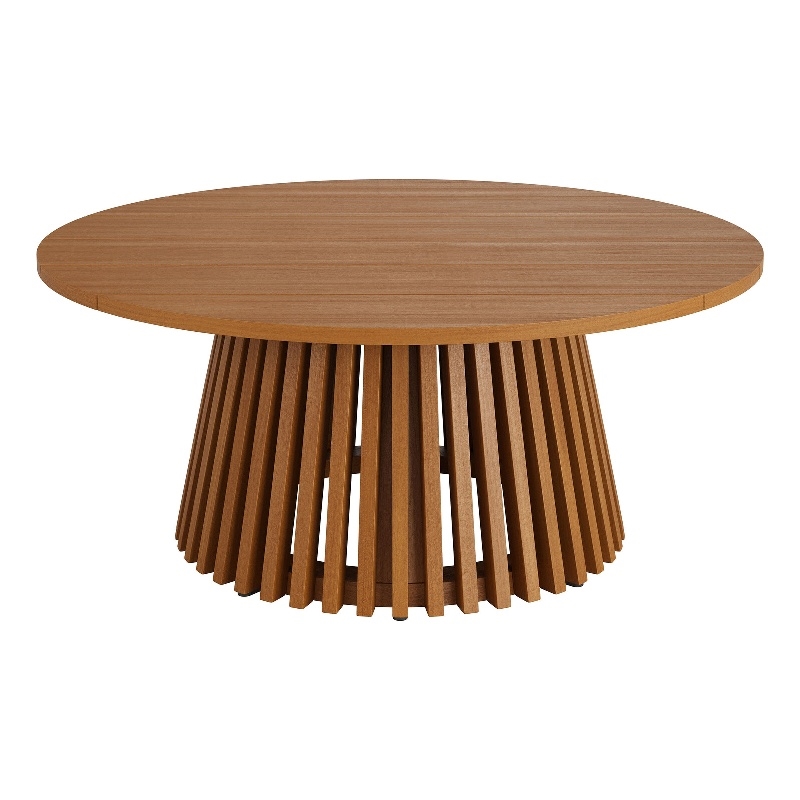 Lane 39 Inch Round Outdoor Teak Wood Coffee Table in Natural