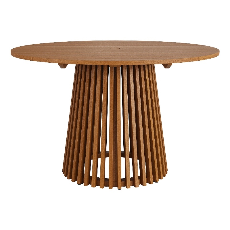 Lane 47 Inch Round Outdoor Teak Wood Dining Table in Natural