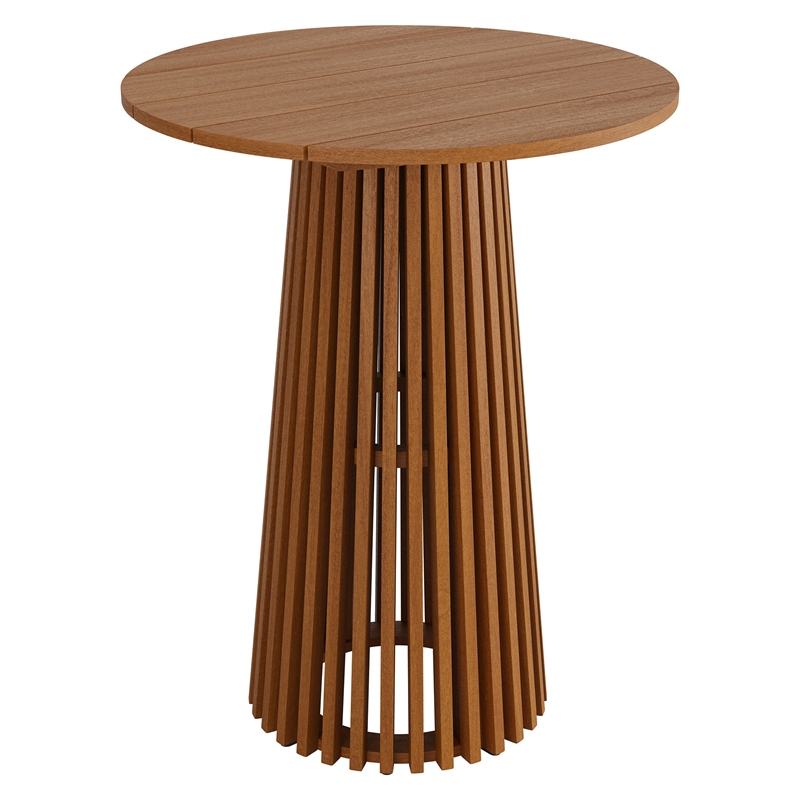 Lane 31 Inch Round Outdoor Teak Wood Bar Table in Natural