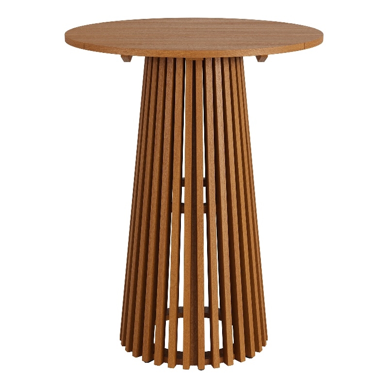 Lane 31 Inch Round Outdoor Teak Wood Bar Table in Natural