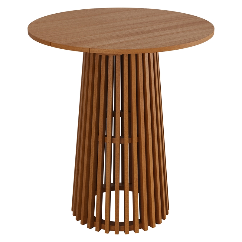 Lane 35 Inch Round Outdoor Teak Wood Bar Table in Natural