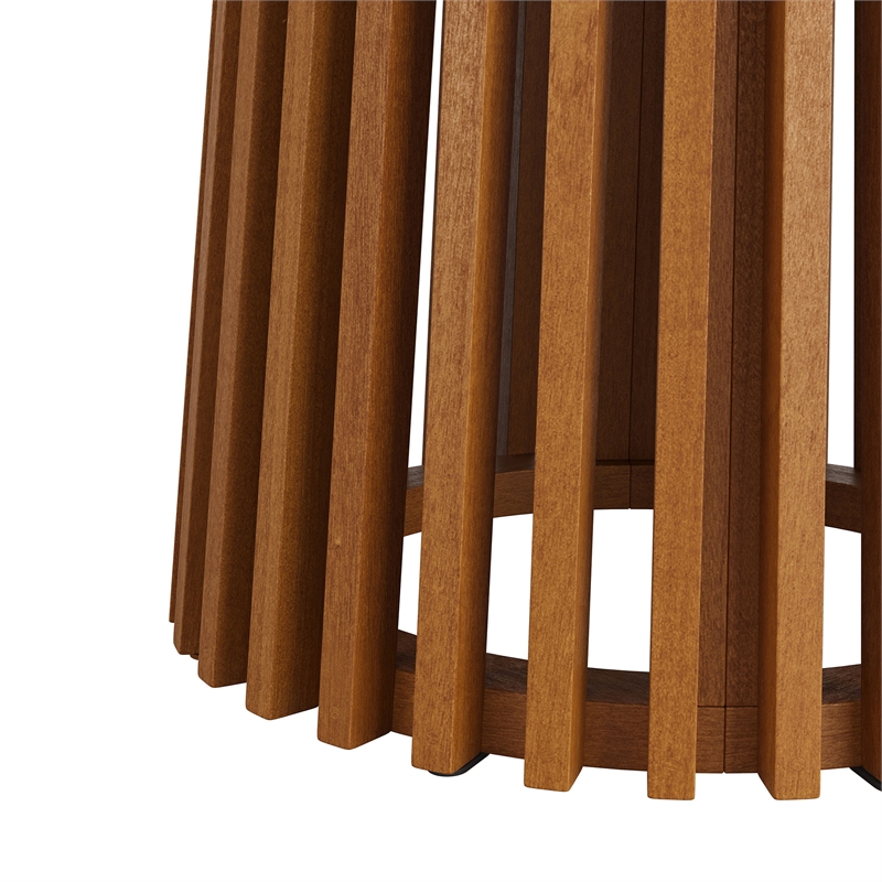 Lane 35 Inch Round Outdoor Teak Wood Bar Table in Natural