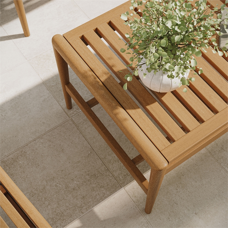 Hayden 46 Inch Outdoor Teak Wood Coffee Table in Natural