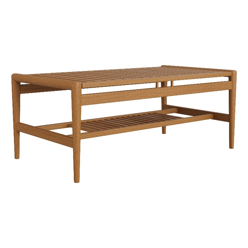 Hayden 46 Inch Outdoor Teak Wood Coffee Table in Natural