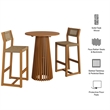 Reed 3-Piece Outdoor Teak Wood Bar Set in Natural